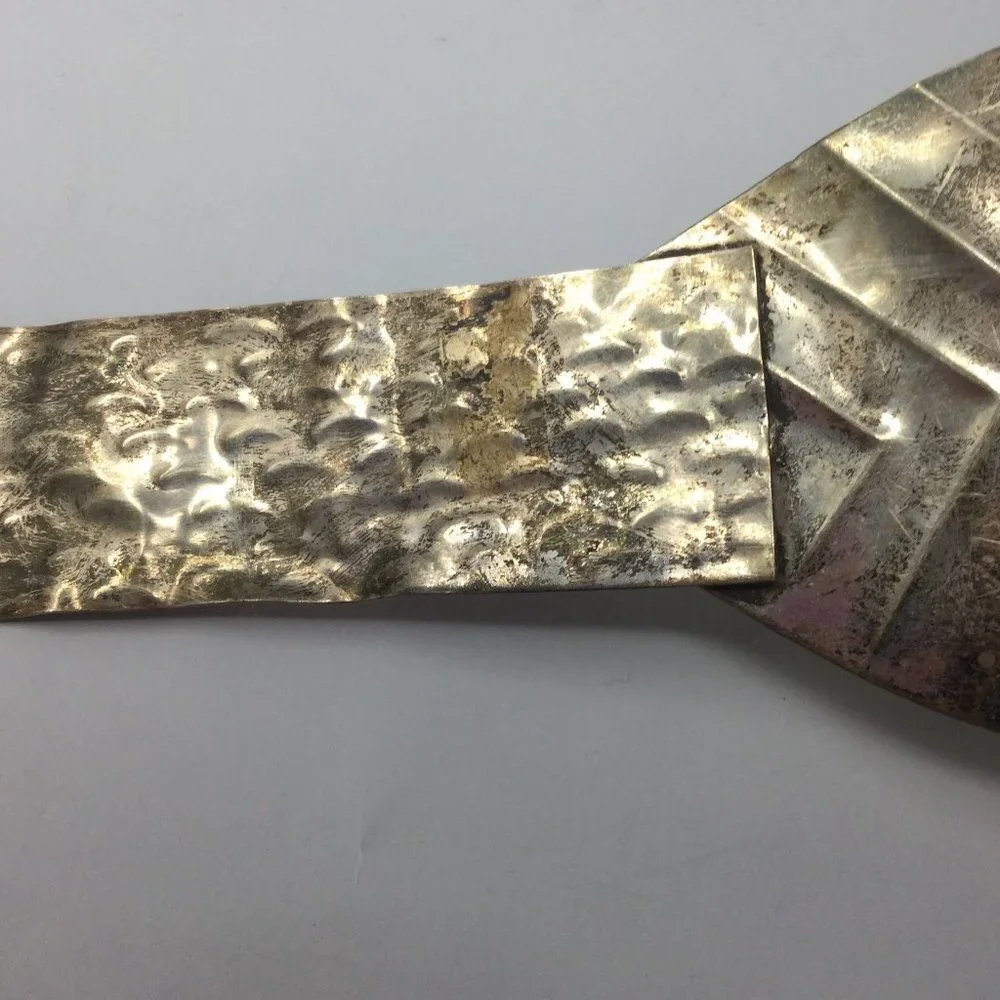 Vintage Silver Tone All Metal Belt Leaf Buckle